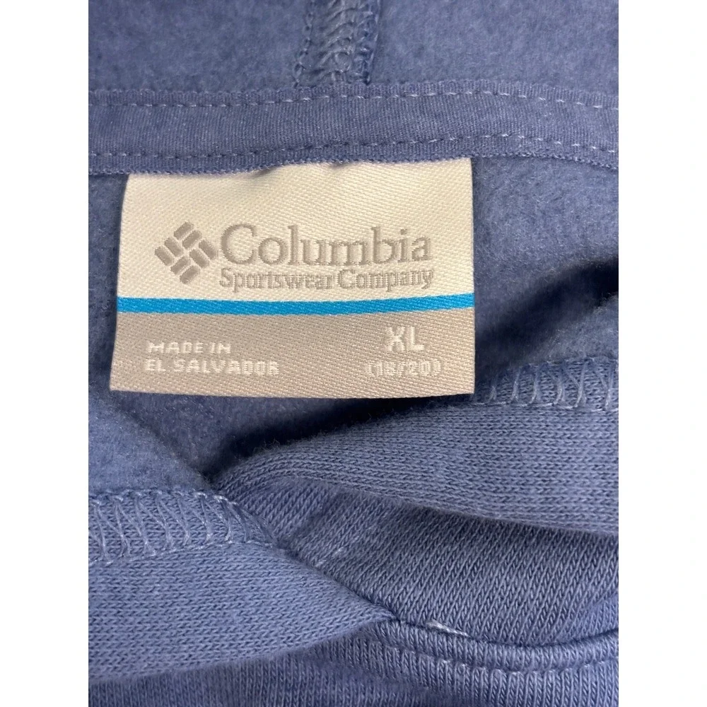 Columbia PFG Boys XL Blue Hoodie Fish Flag Graphic Pullover‎ Sweatshirt 18/20